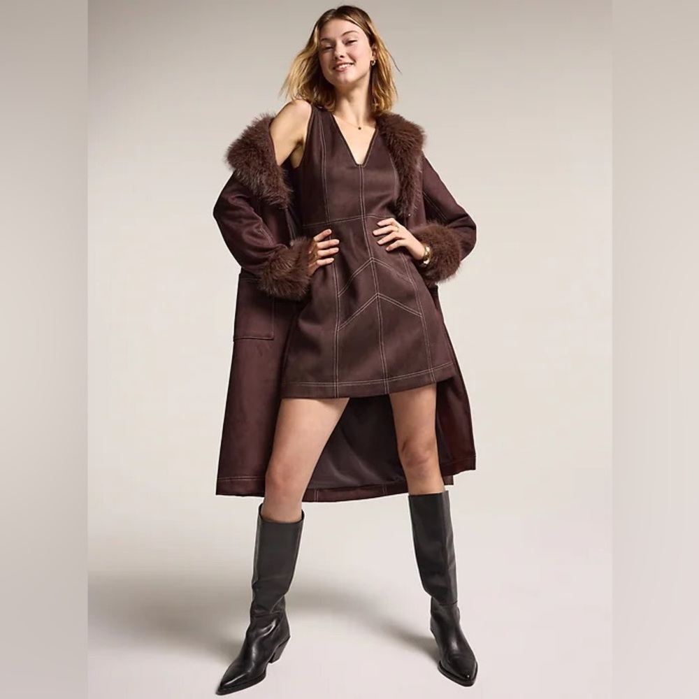 ANNA SUI X OLD NAVY Elegant Brown Sleeveless Dress